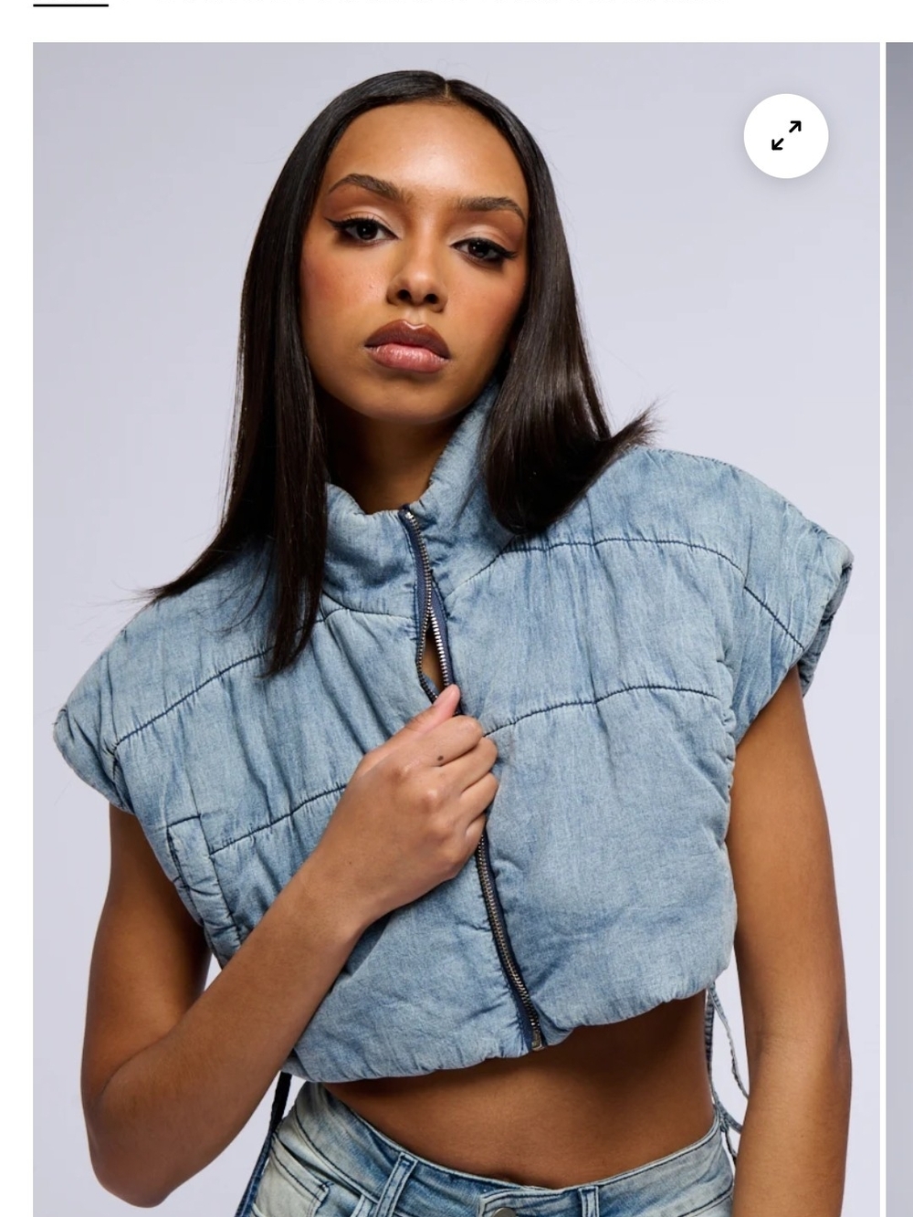NWT Akira Cropped Puffer Vest Top - Light Blue Size- M